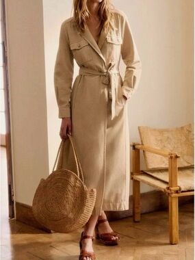 Sézane Filomena Safari Utility Shirt Dress